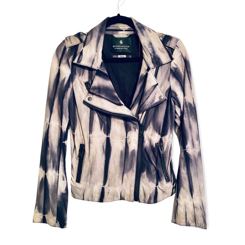 MAISON SCOTCH Tie Dye Leather Jacket, Size XS